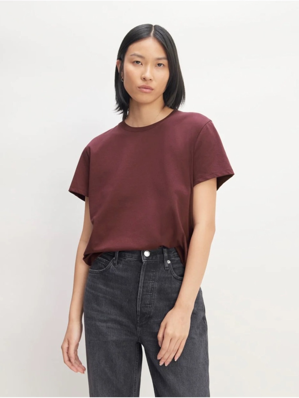 Everlane Women’s Box-Cut Tee - Burgundy